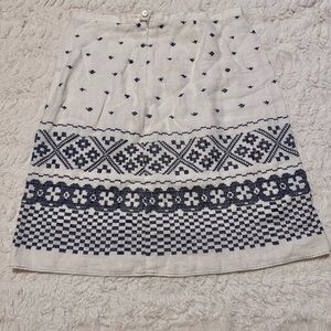 Vintage White 100% Linen Embroidered Midi Skirt 30” Waist cottagecore grannycore